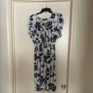 Navy Floral Midi Dress